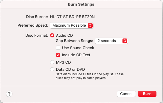 burn mp3 to cd for car on mac